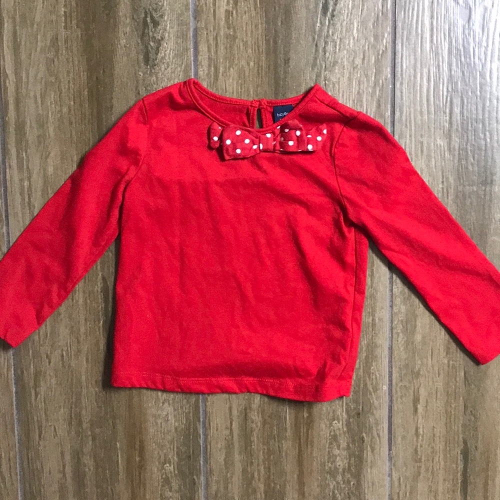 Gap Red Long Sleeved Top with Polkadotted Bow